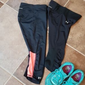 2 Under Armour Running Capri Pink Laser Cut & Mesh